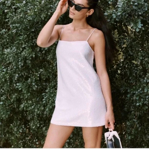 Abercrombie & Fitch White Sequin Prom Dress - Picture 1 of 5